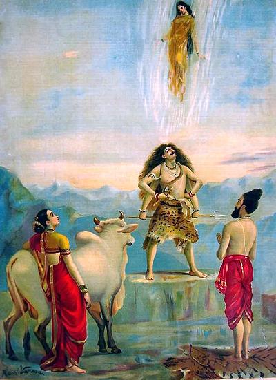 Raja Ravi Varma Ganga vatram or Descent of Ganga china oil painting image